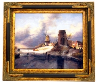 Картина маслом"Голландский пейзаж зимой"